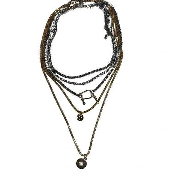 Gold and Silver Layered Necklace - Picture 1 of 2